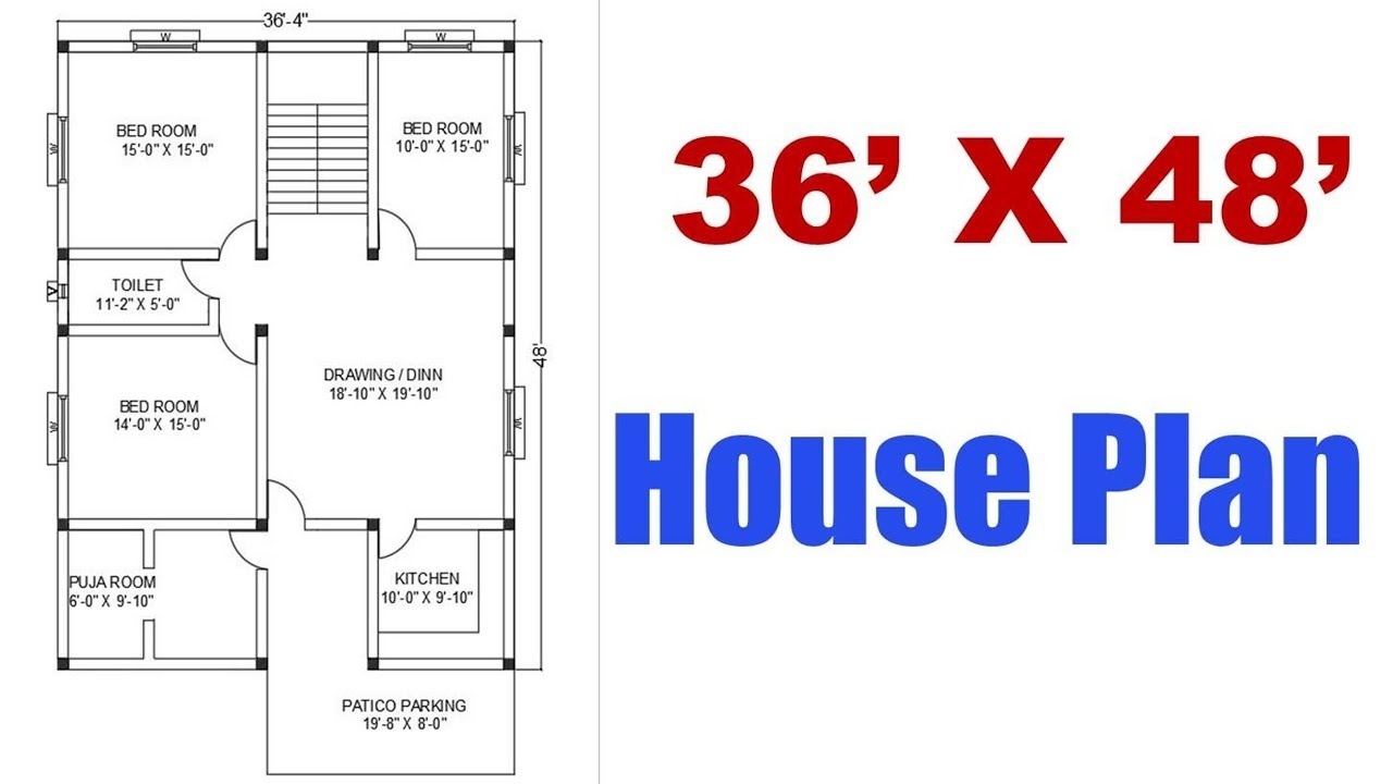 Astonishing 36 x 48 feet house plan | घर का नक्सा 36 फ़ीट x 48 फ़ीट | ghar ka with 12*50 home plan