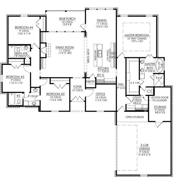 Astonishing 4 bedroom home plans3 | acha homes pertaining to good house plans 4 bed rooms