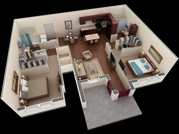 Awesome 20 interesting two bedroom apartment plans | home design lover with 2 bedroom flat plan on half plot