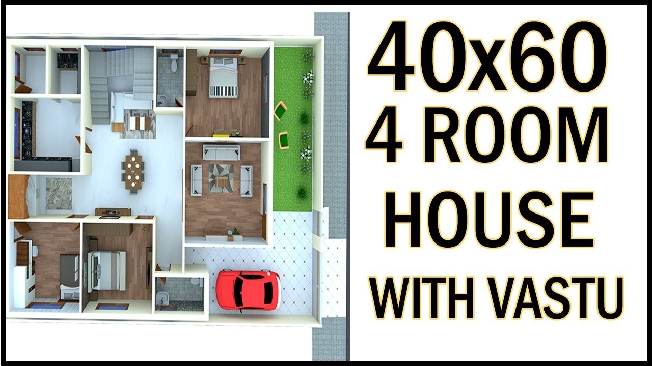 Best 40' 0&quot;x60' 0&quot; 3d house plan | 40x60 west facing house plan with vastu for 20*60 house plan 3d