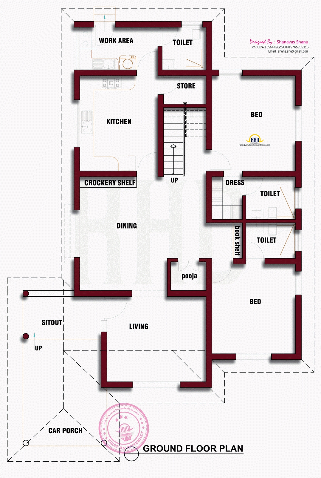 Best beautiful kerala house photo with floor plan kerala home design and for 3 bedroom house plans kerala single floor