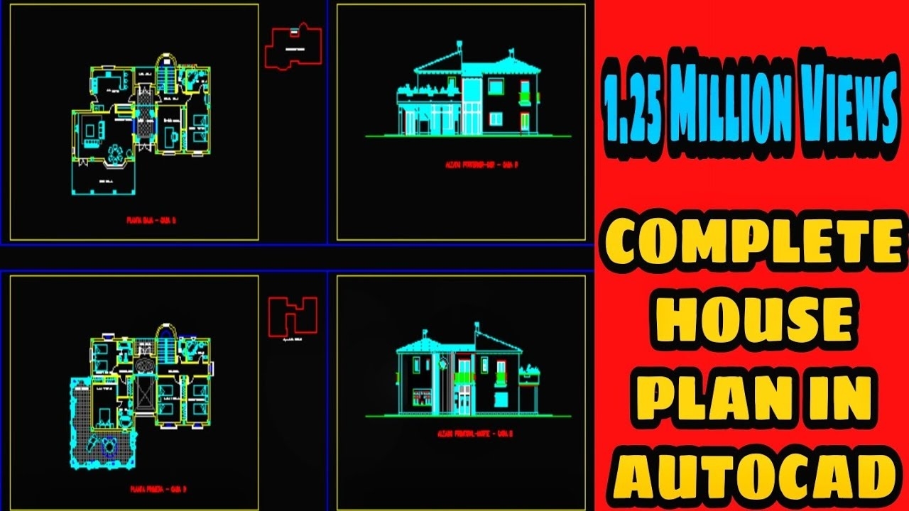 Best complete house plan in autocad 2d! autocad tutorial ! plan, elevation in good autocad 2d home design