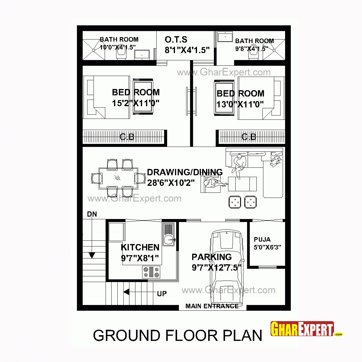 Best house plan for 30 feet40 feet plot (plot size 133 square yards throughout house plan for 15 feet by 60 feet plot plot size 100 square yards