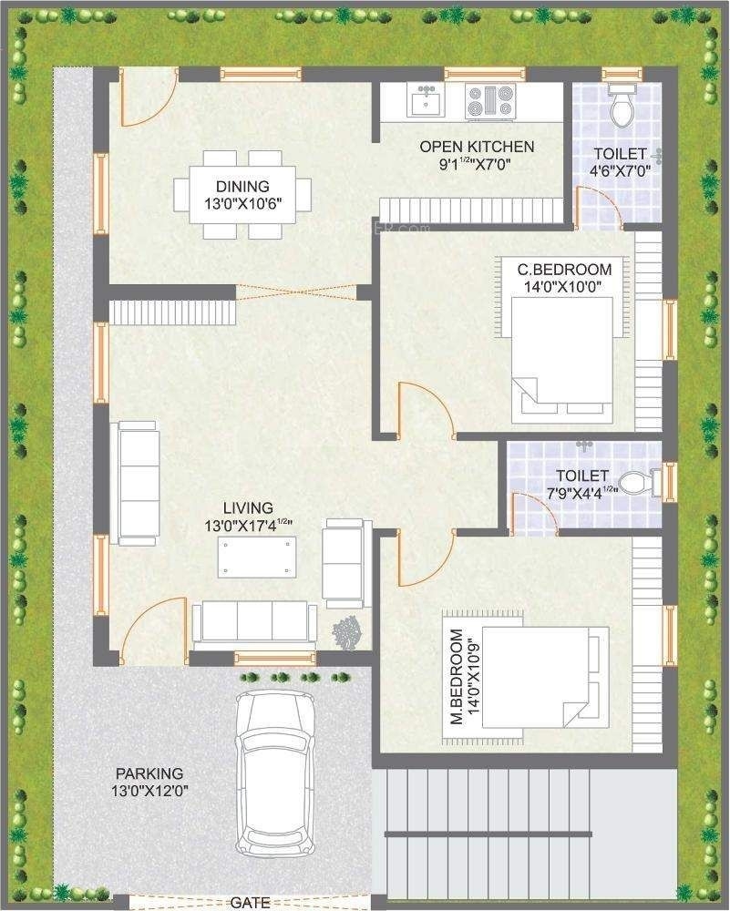 Best praneeth pranav meadows floor plan 2bhk 2t west facing sq ft house regarding mesmerizing home design plans 12×50 feet