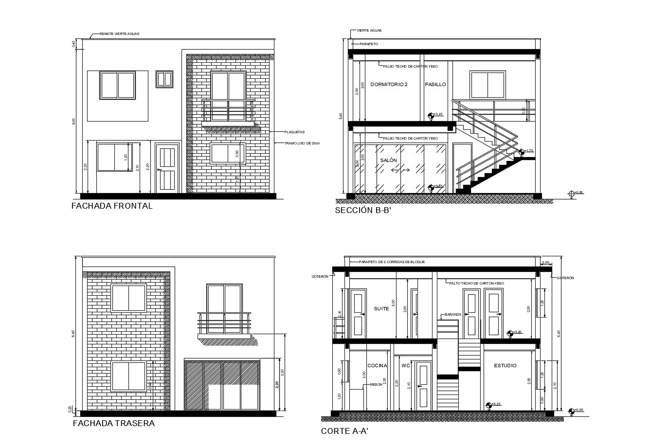 Brilliant 2 storey house with elevation and section in autocad cadbull inside house plan and elevation drawings