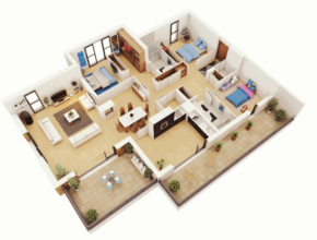 Brilliant 25 more 3 bedroom 3d floor plans | floorqueen scoops within three bedroom home designs