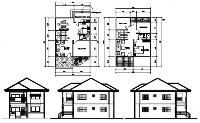 Fascinating 2 storey house 8 00mtr x 11 80mtr with detail dimension in autocad within two storey residential house floor plan with elevation