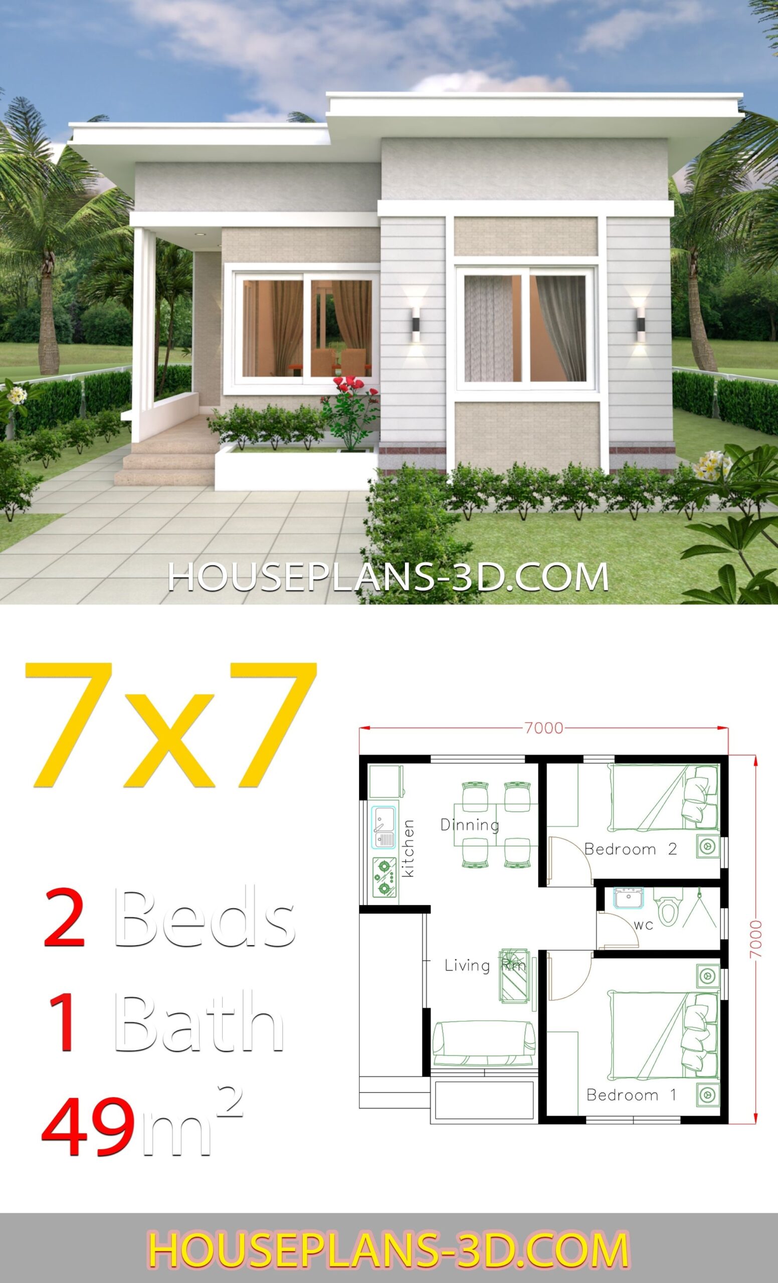 Good small house design 7x7 with 2 bedrooms house plans 3d | small house inside splendid 2bedrooms house with an upper floor