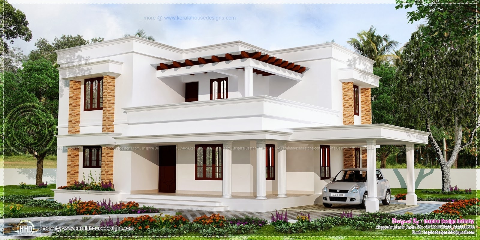 Gorgeous 167 square meter flat roof white color house kerala home design and throughout astonishing to download images of roof of flat houses