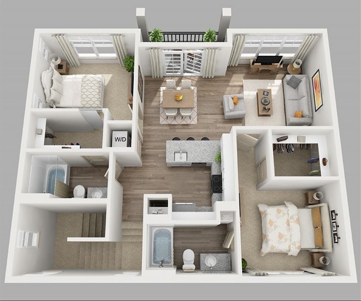 Gorgeous 20 designs ideas for 3d apartment or one storey three bedroom floor intended for inspirational 3 bedroom flat plan