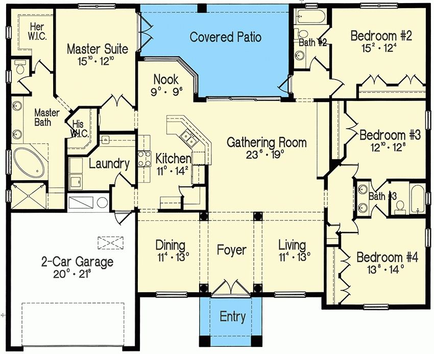 Incredible plan 4293mj: split bedroom one story living | house plans one story in interesting one story floor plans