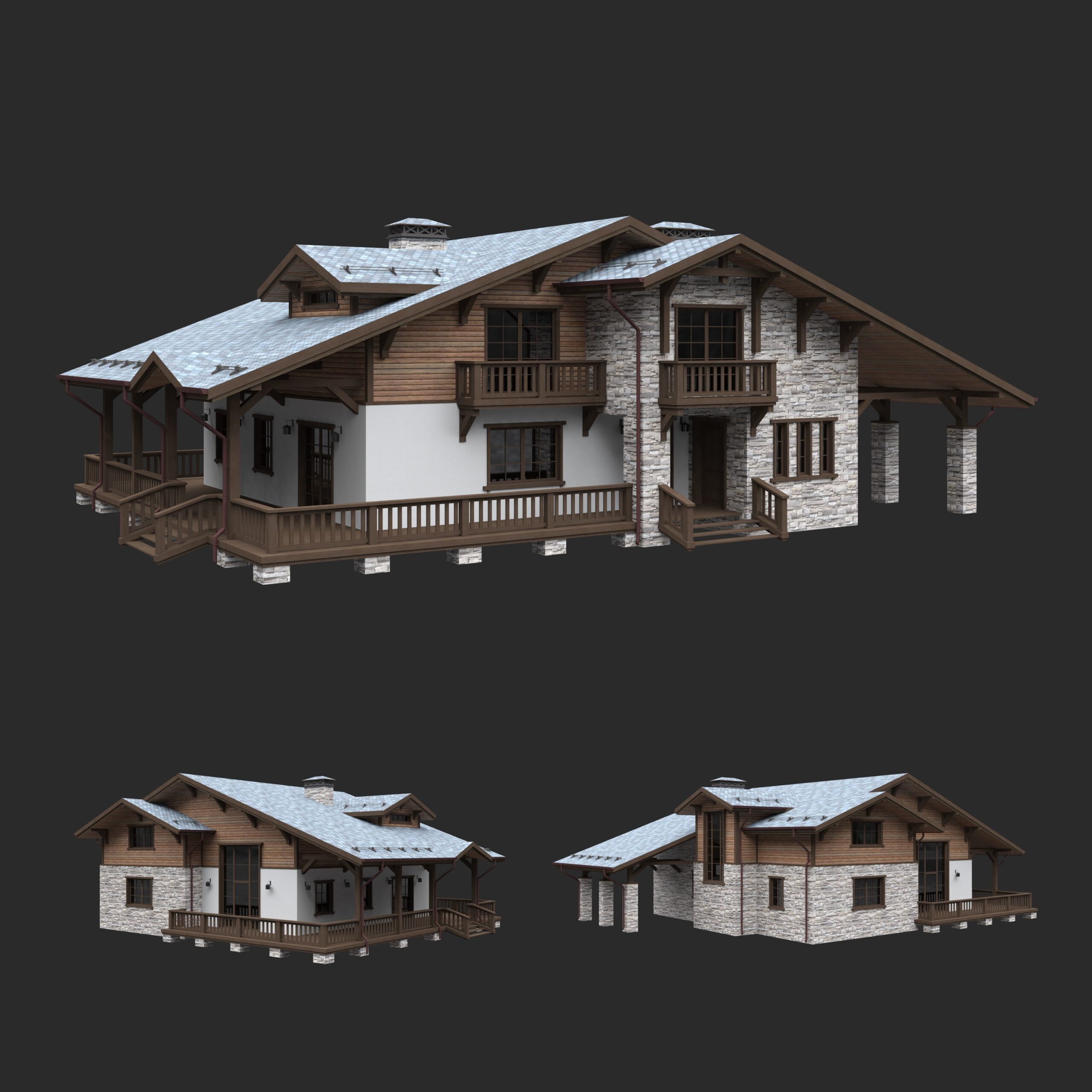 Inspiring chalet style cottage 3d model | cgtrader inside fascinating 4 bedroom chalet 3d design