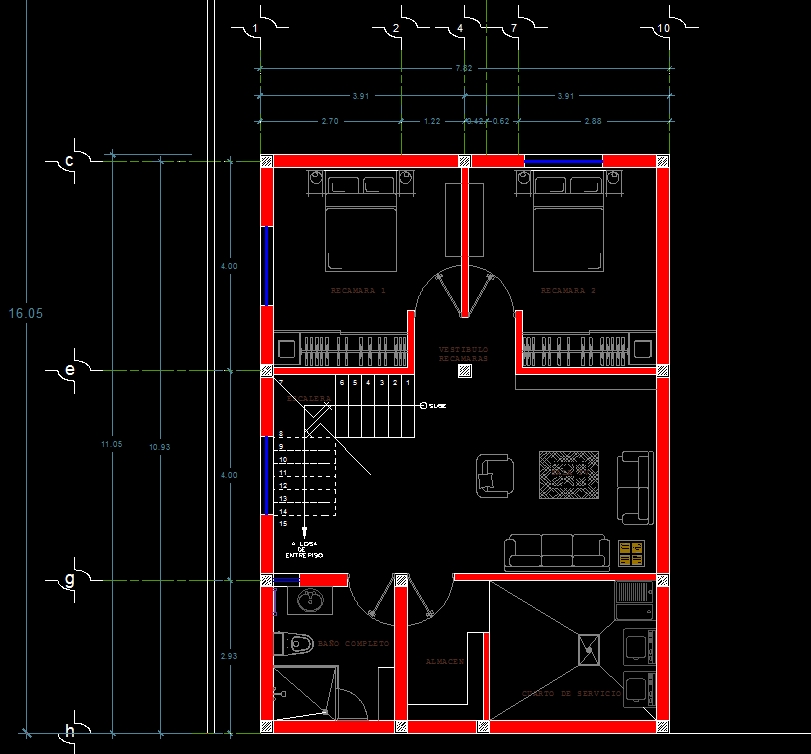 Interesting american style house 2d dwg plan for autocad • designs cad with regard to best house plans 2d autocad drawings