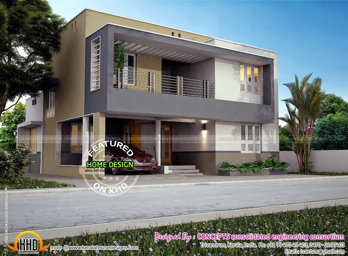 Interesting flat roof contemporary house in 1853 sq feet kerala home design and pertaining to kerala home flat
