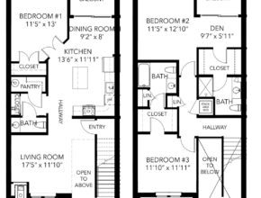 Marvelous floor plans of corner park apartments in west chester, pa | town house pertaining to 12*50 home plan