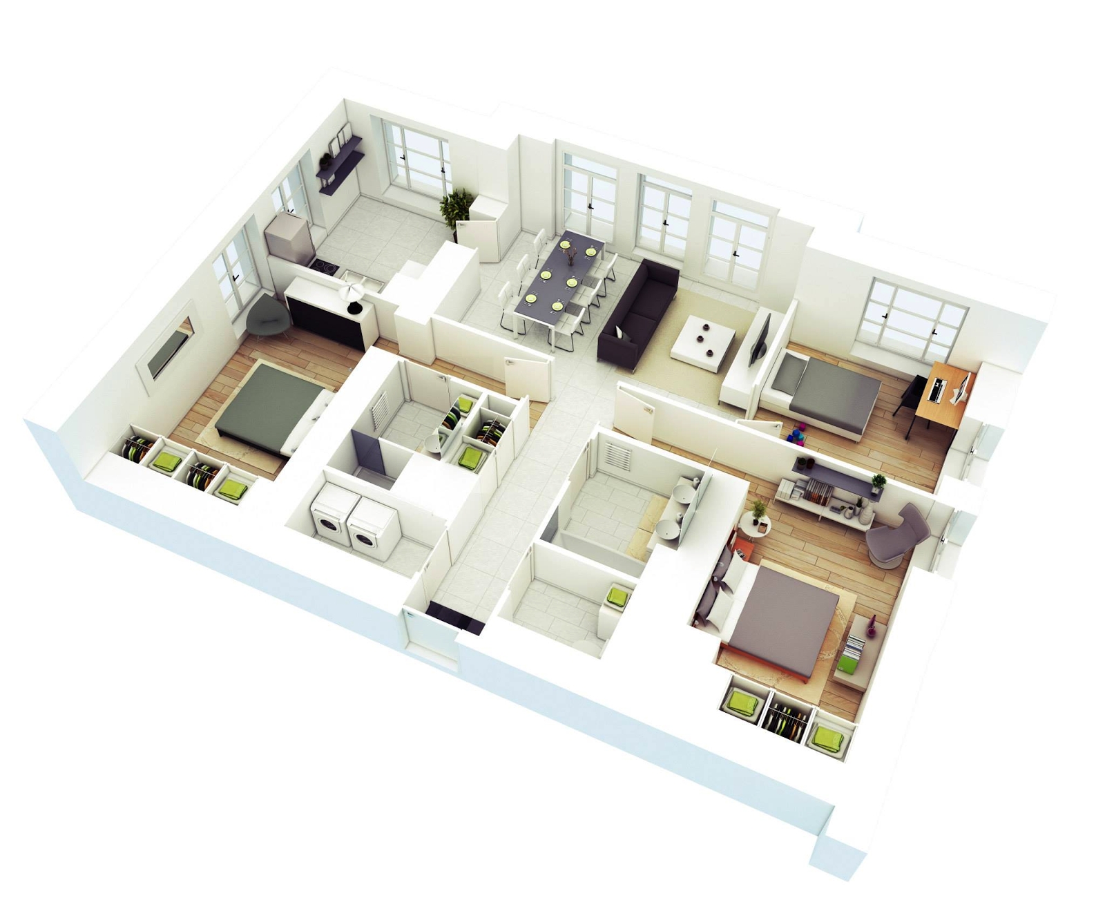 Marvelous image associée | three bedroom house plan, bedroom house plans, 4 for 3 bedroom flat plan
