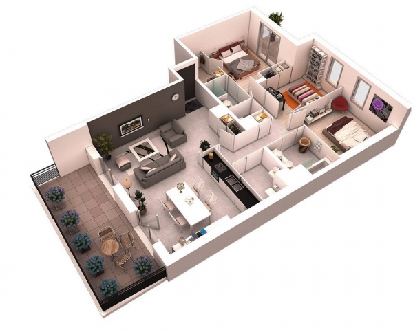 Mesmerizing 25 more 3 bedroom 3d floor plans | 3d house plans, bedroom house plans within amazing 4 bedroom house floor plans 3d