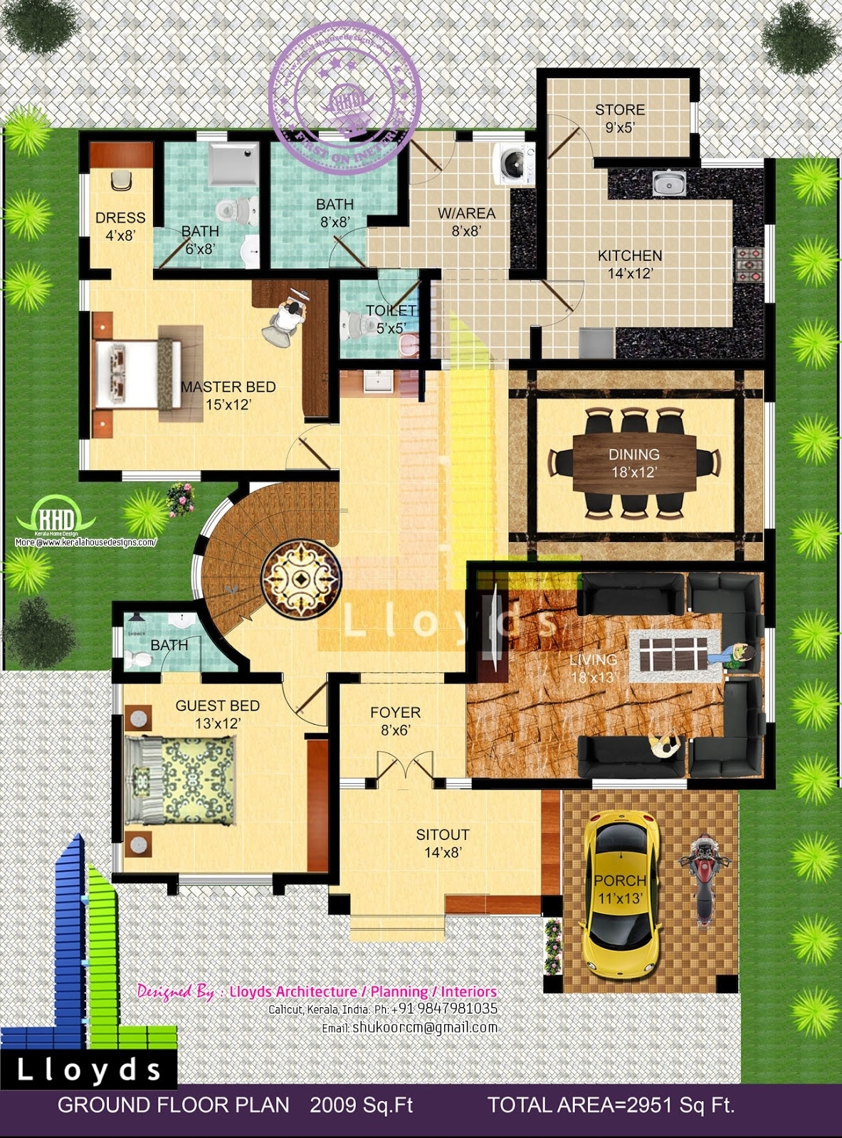Mesmerizing 2951 sq ft 4 bedroom bungalow floor plan and 3d view | house design plans throughout good ground floor plan and elevation