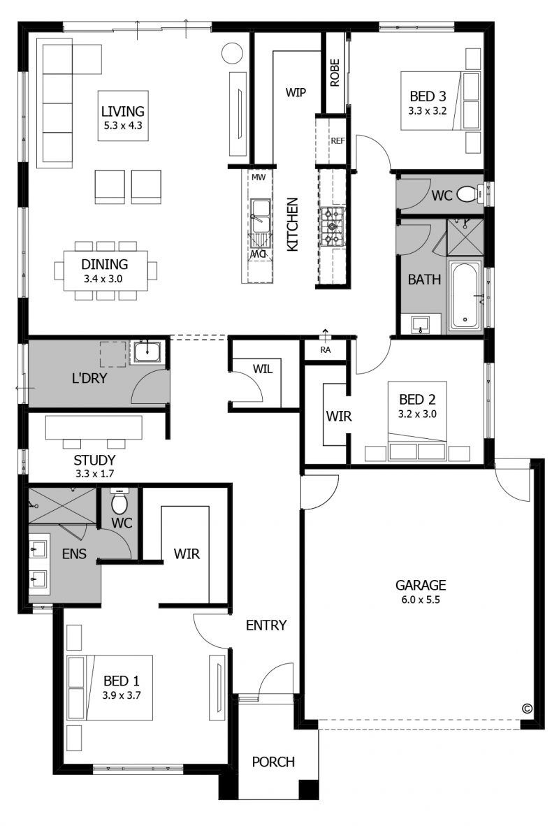 Most inspiring floor plan friday: 3 bedroom for the small family or down sizer | small for mesmerizing 3 bedroom housing plans
