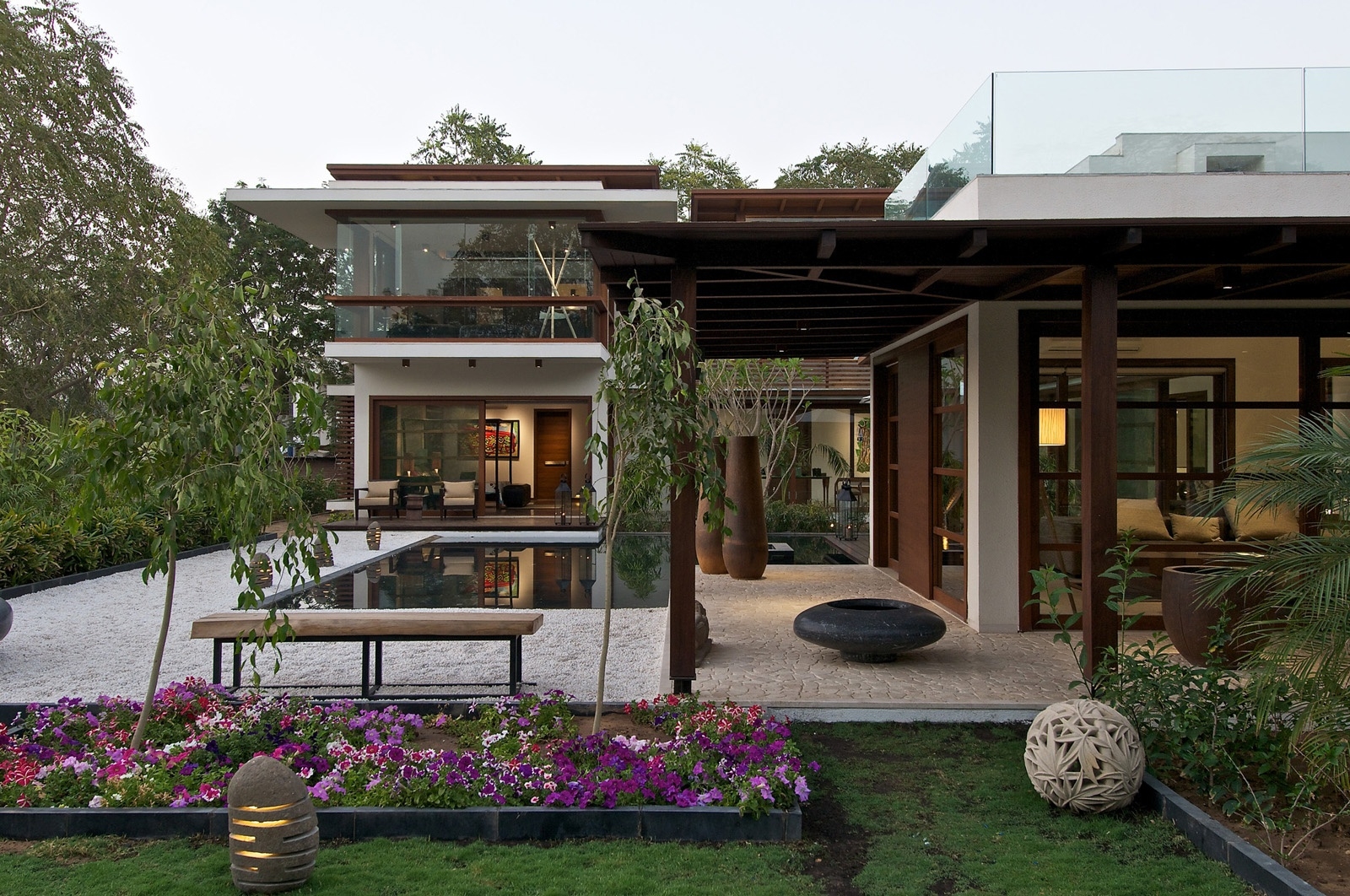 Most inspiring timeless contemporary house in india with courtyard zen garden throughout wonderful indian house images