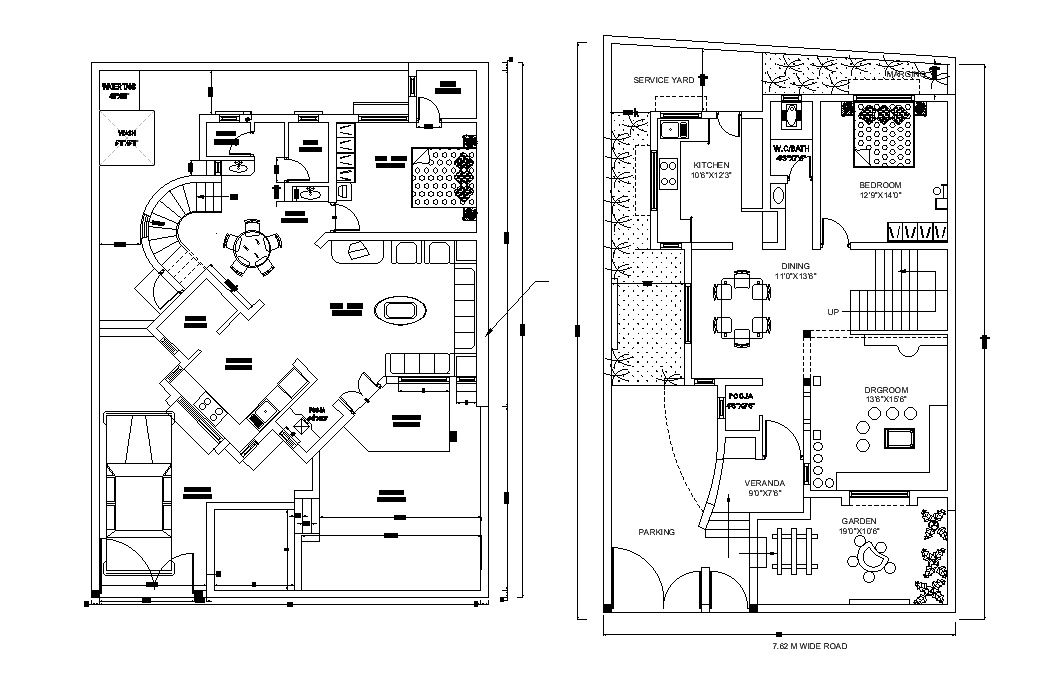 Outstanding 38'x54' house plan is given in this 2d autocad dwg drawing file intended for autocad house drawing 2d