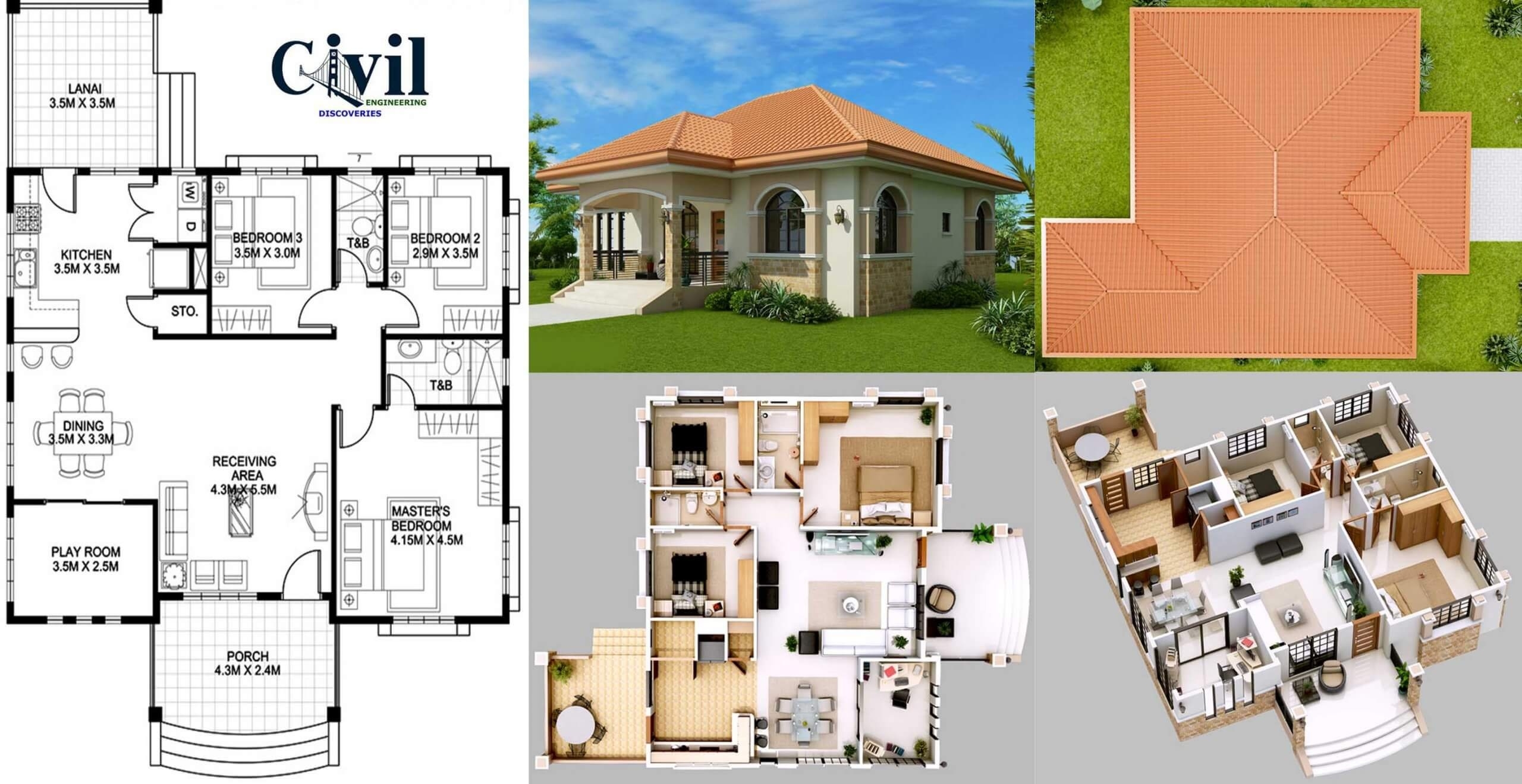 Outstanding three bedroom bungalow house design | engineering discoveries in gorgeous 3bedroom bungalow floor plan