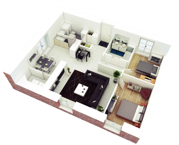Picture of 25 more 2 bedroom 3d floor plans | simple house plans, house floor within inspiring 2 bedroom 3d house plan