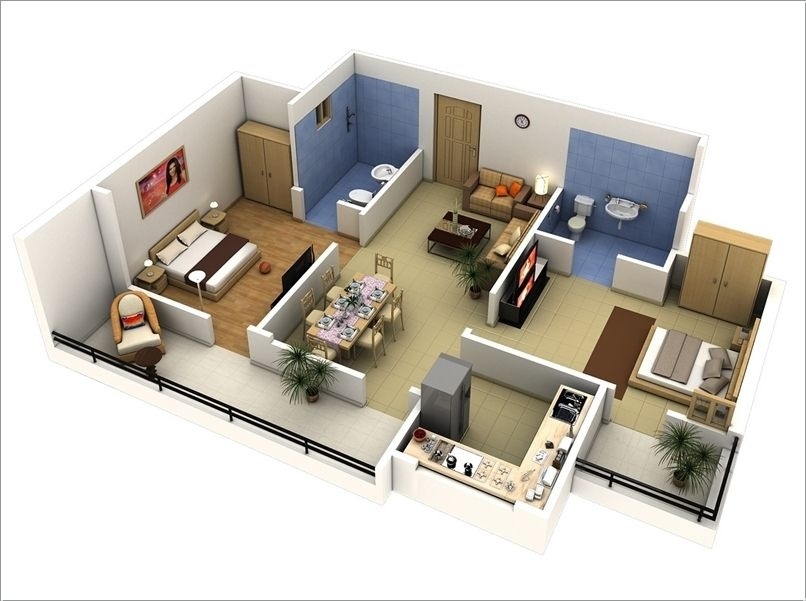 Picture of pin on dream home within marvelous 2 bedroom house plans 3d