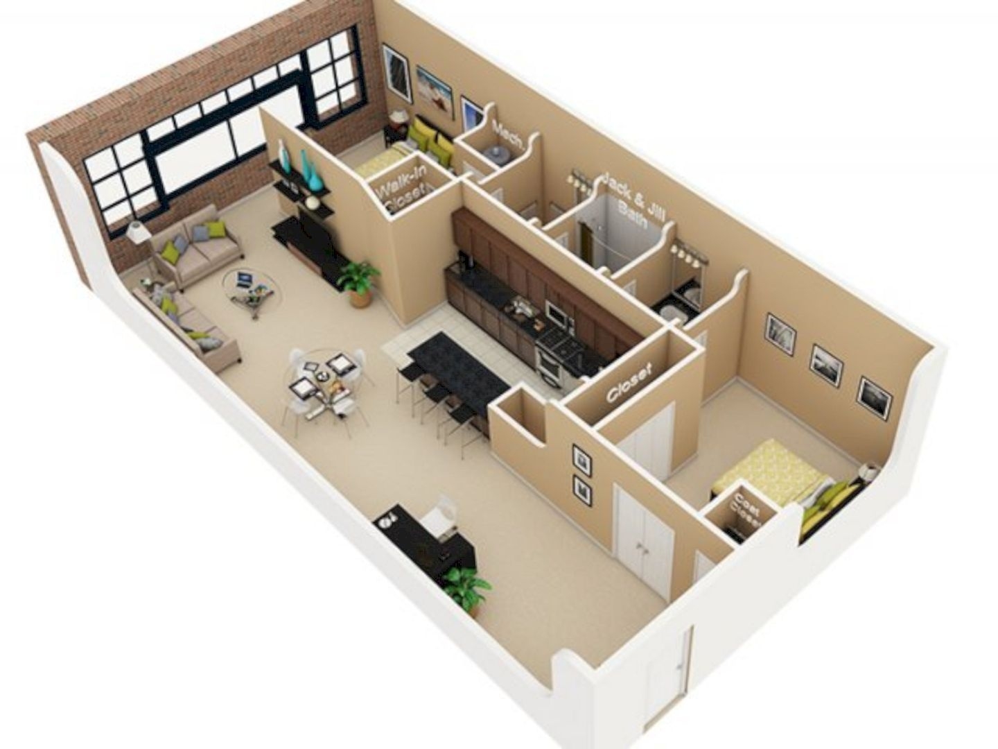 Picture of well designed 3d house design idea 155 | custom design house plans with 3d bedroom house plan