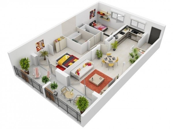 Popular 20 interesting two bedroom apartment plans | home design lover with 2 bedroom flat plan on half plot