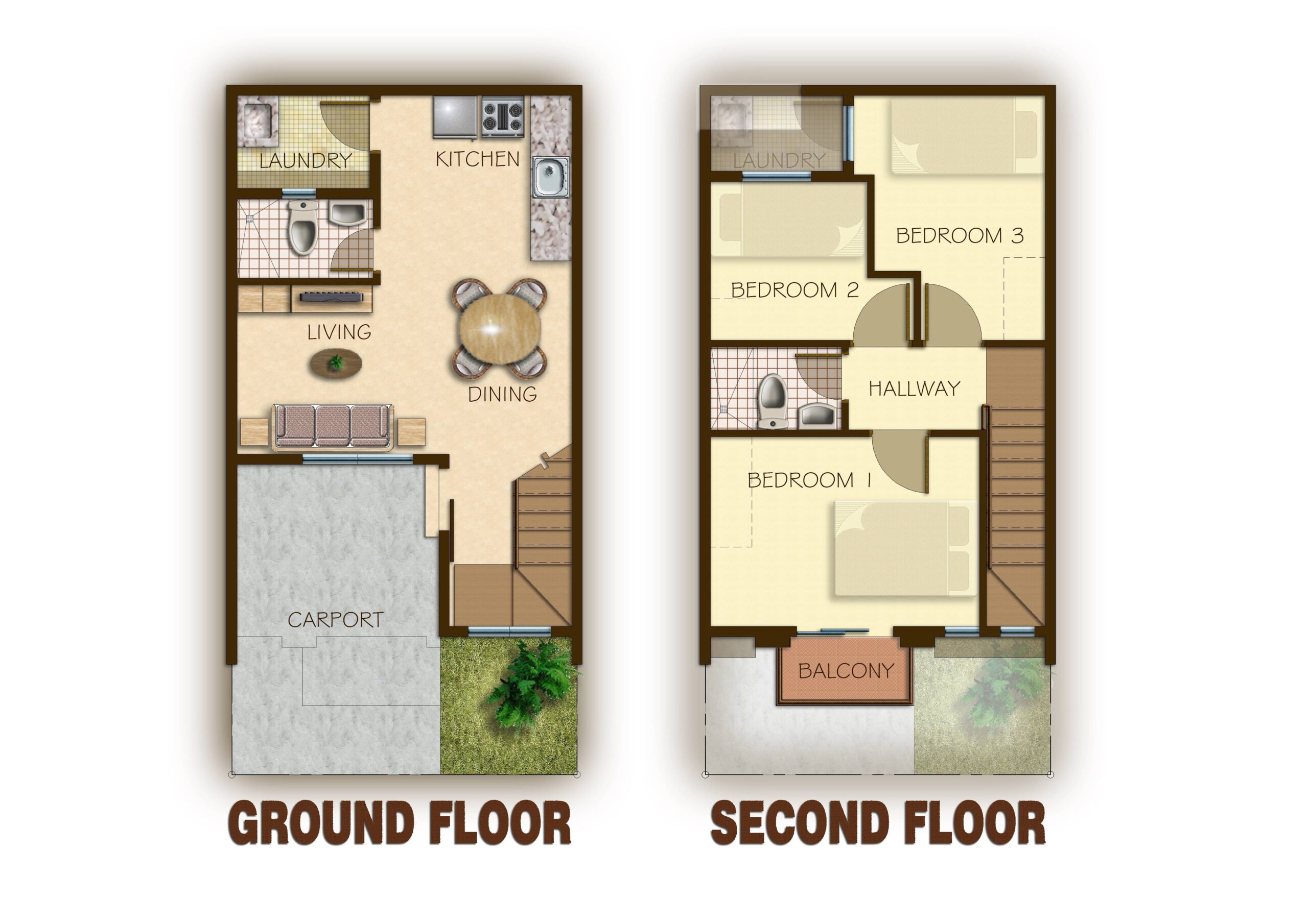 Popular floor plans garage story townhouse house plans | #34321 throughout 3 bedroom house floor plans with double garage