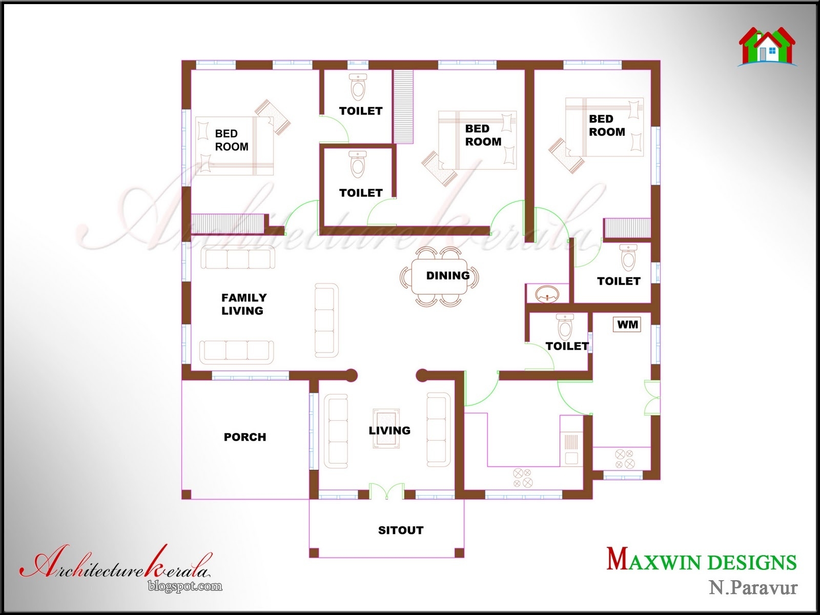 Remarkable 27 best kerala style house floor plans house plans | 88269 regarding awesome three bedroom house plans kerala style