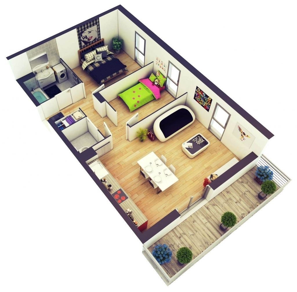 Remarkable interior 2 bedroom small house design pertaining to gorgeous 3d 2 bedroom design