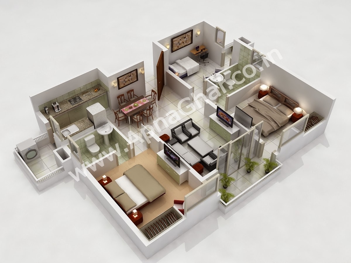 Splendid 3d floor plan | bill house plans intended for 4 bedroom house floor plans 3d