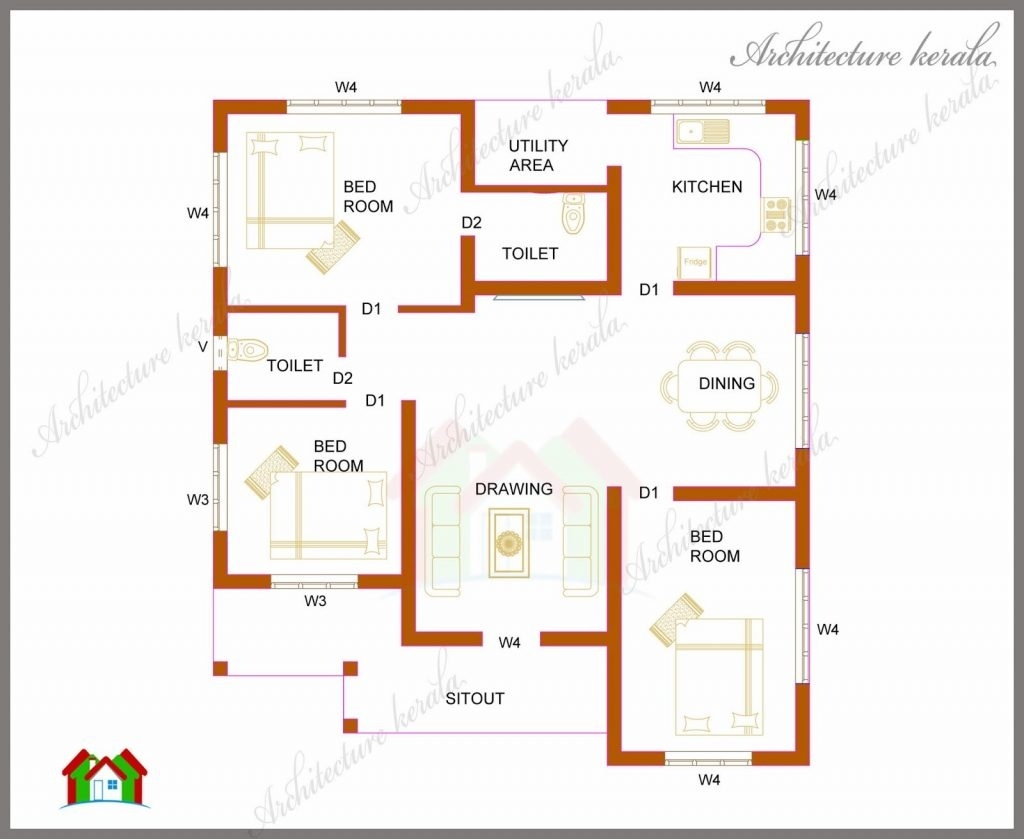 Splendid elegant 2 bedroom house plans kerala style 1200 sq feet new home intended for indian house plans for 1200 sq ft