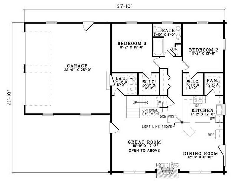 Splendid plan 110 00934 3 bedroom 2 bath log home plan within small 3 bedroom 2 bath house plans