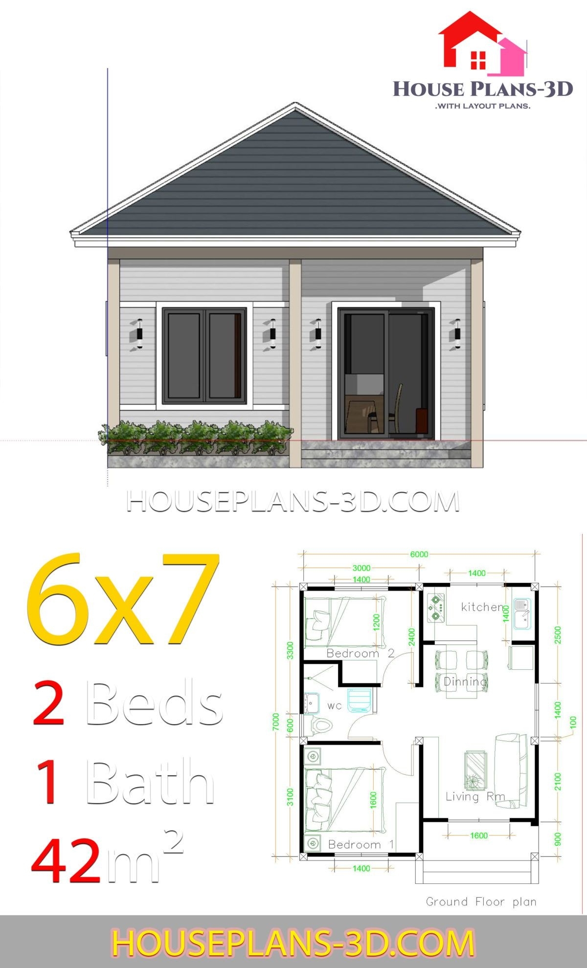 Splendid simple house plans 6x7 with 2 bedrooms hip roof house plans 3d for simple house plans