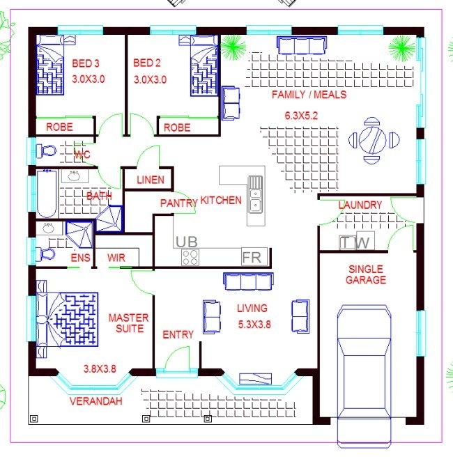 Top 3 bedroom 2 bathroom low set home| australian kit homes | steel framed pertaining to mesmerizing single storey kit home floor plan