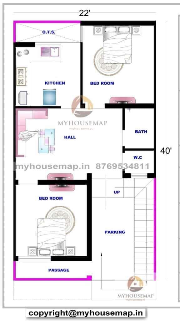 Wonderful get latest and best house map design services online india within inspirational 22*40 house plan east facing